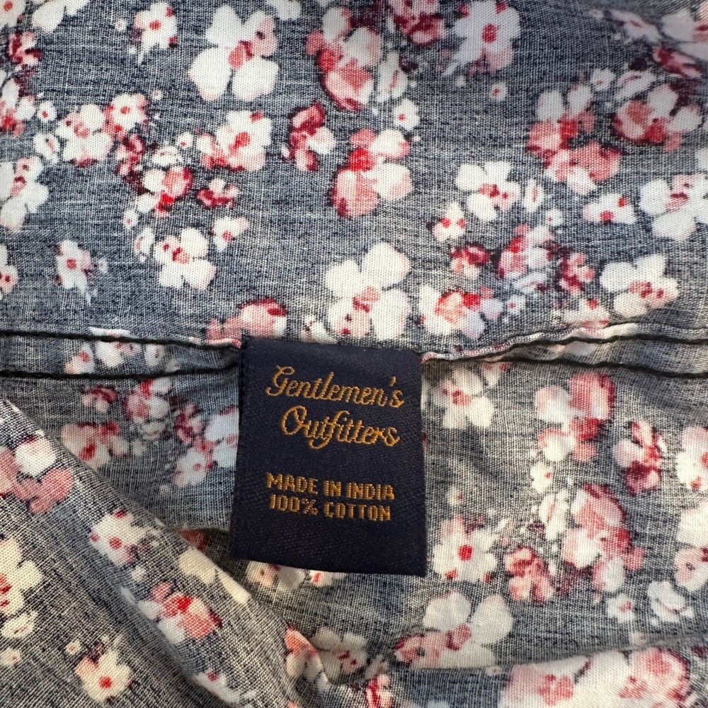 Gentlemen's Outfitters Mens 2XL Navy Floral 100% Cotton Short Sleeve Button Down - Picture 7 of 10